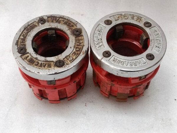 2pc BSPT PLUMBING HAND RATCHET PIPE THREADER 1-1/2  DIE HEAD ALLOY DIES - Image 4