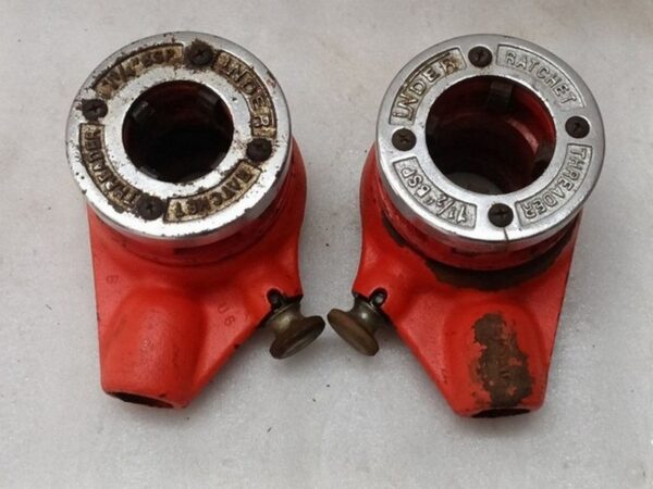 2pc BSPT PLUMBING HAND RATCHET PIPE THREADER 1-1/2  DIE HEAD ALLOY DIES - Image 5