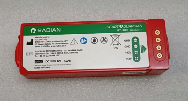 Radian HR-501 AED Replacement Battery BT 303 MFG ON 2018-11