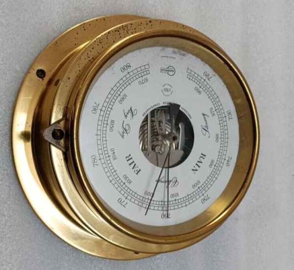 BARIGO TEMPO M POLISHED STAMPED PLATE BAROMETER