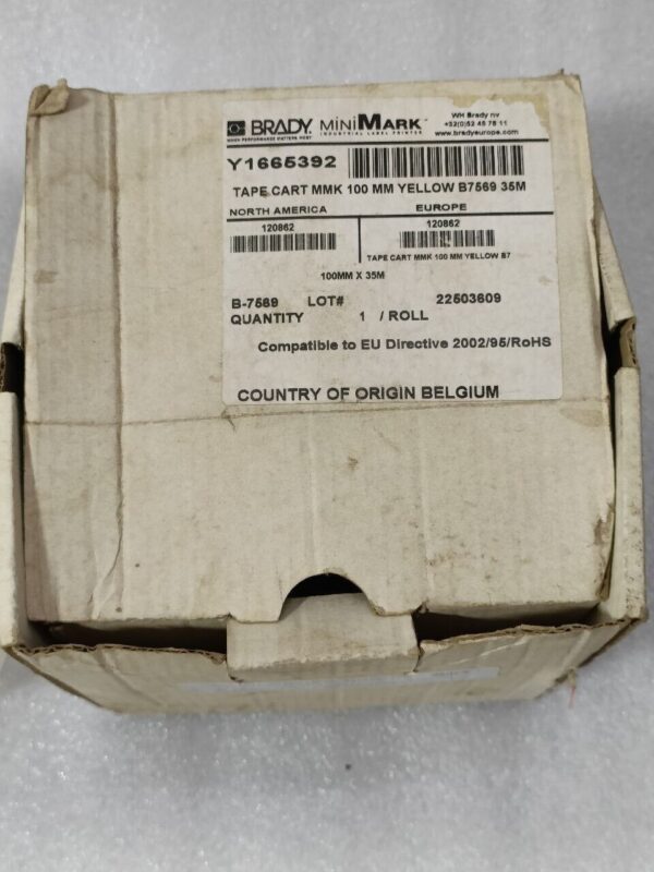 New Brady GlobalMark White MMK 100 MM YELLOW Label Tape Cartridge B7569 120862
