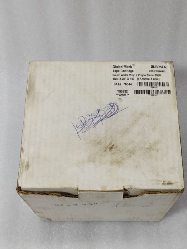 New Brady GlobalMark White 2.25 x 100 Vinyl Label Tape Cartridge B588 76544 Y9