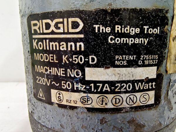 RIDGID K-50 SECTIONAL DRAIN CLEANING MACHINE 220 V 58920 Sectional Machine - Image 4
