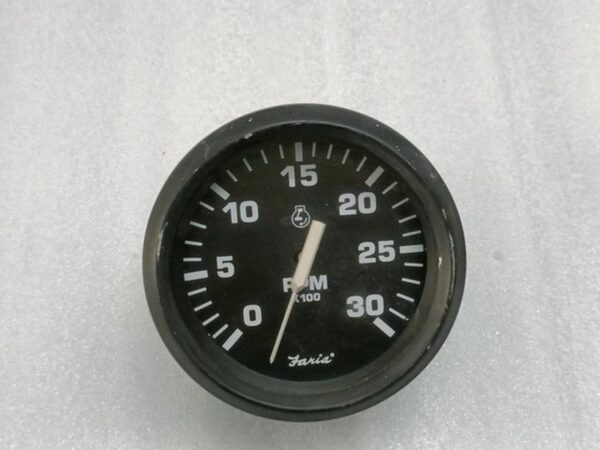 Faria Boat 3000 Heavy-Duty Black 4 Tachometer TA, 3000 RPM, Euro Black Diesel