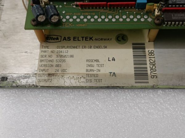 AS ELTEK FIRE ALARAM DISPLAYENHET ER 10 ENGELSK P/N 234112 VER. 003 - Image 4