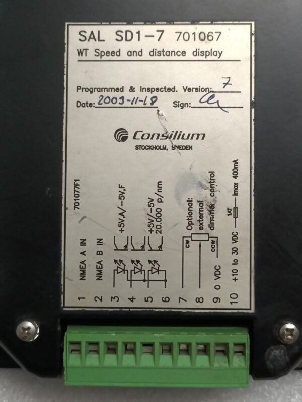 Consilium SAL R1 Speed Log SET Main unit ELC 701800 701488C DISPLAY SD1-7 NO 2 - Image 6