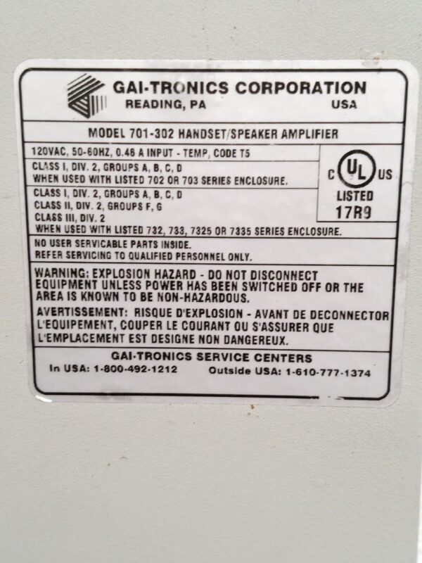 GAI-Tronics 701-302 Handset/Speaker Telecom Amplifier #23 - Image 5