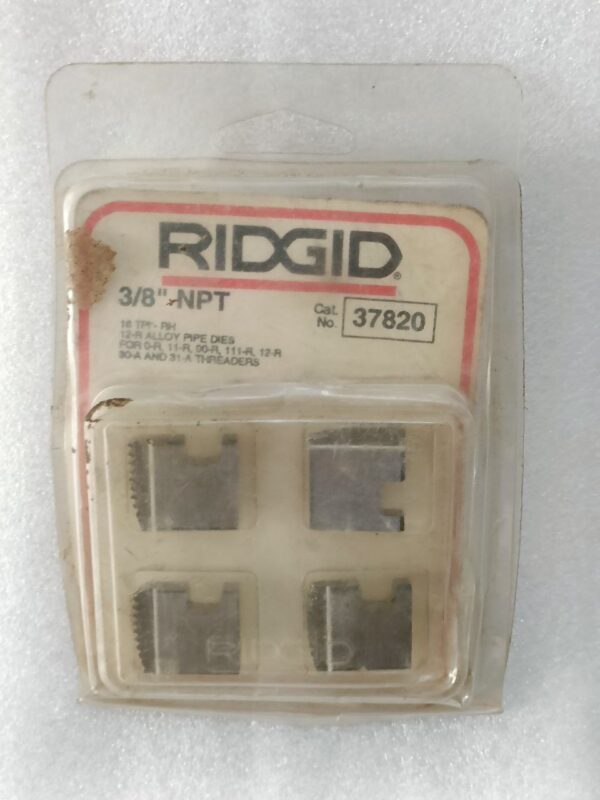 RIDGID 37830 Pipe Threading Dies 3/8 Npt Alloy Pipe Dies 37820