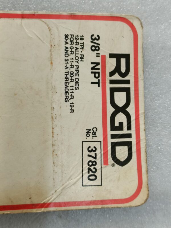 RIDGID 37830 Pipe Threading Dies 3/8 Npt Alloy Pipe Dies 37820 - Image 6