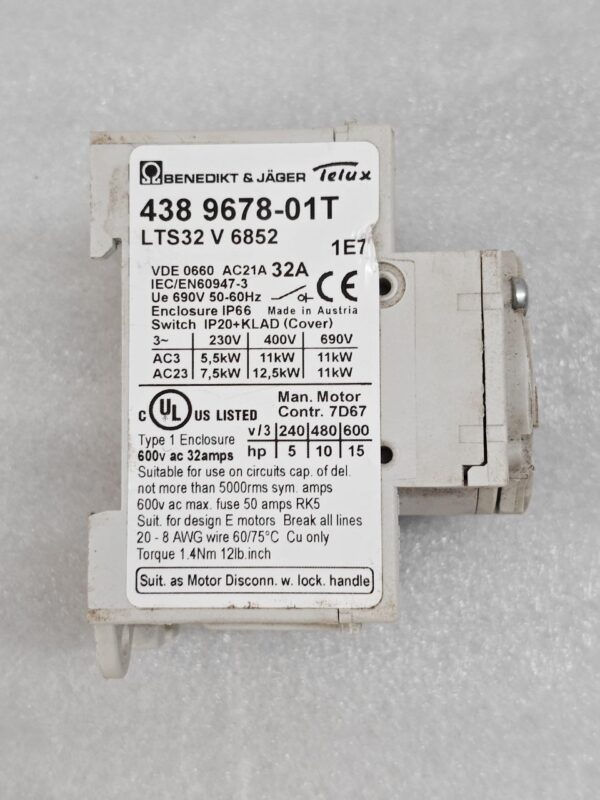 438967801 - Switch, Svc-Dscnct, 3-Pol 30A, Ex618/6 - Wascomat Electrolux Laundry - Image 2