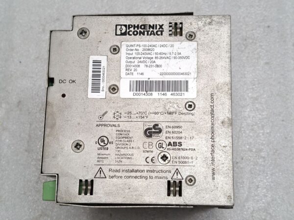 Phoenix Contact QUINT-PS-100-240AC/24DC/20 Power Supply Unit - Gray (2938620) - Image 7