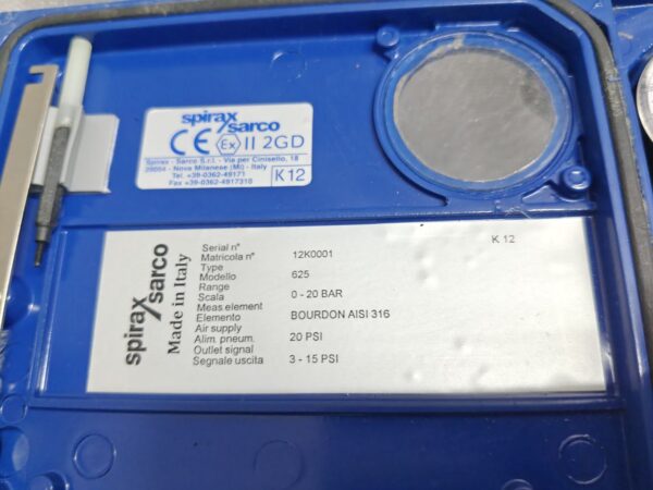 SPIRAX SARCO PN600 BAR RANGE 0 TO 20 12K0001 625 TRANSMITTER - Image 7