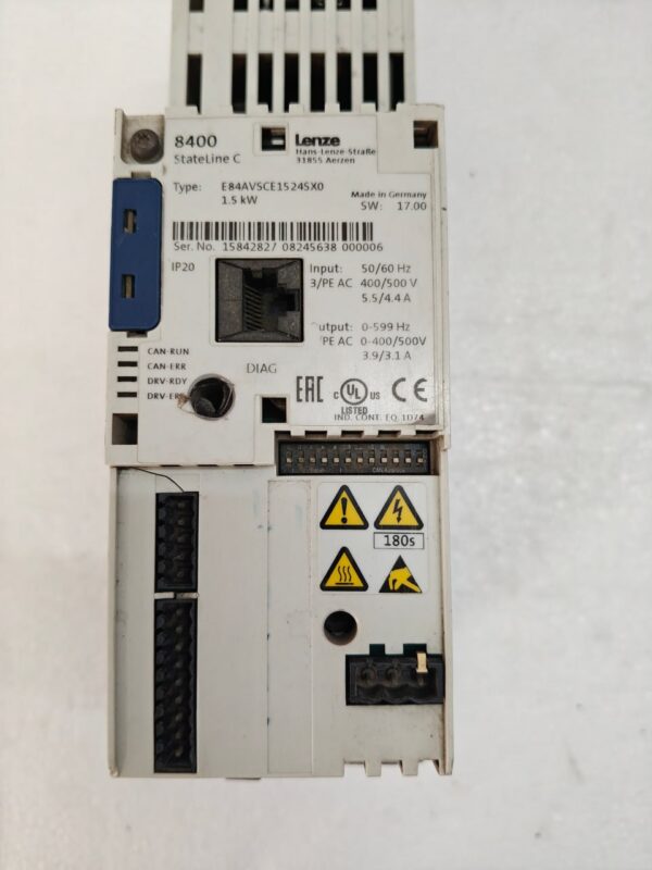 LENZE INVERTER #1 E84AVSCE1524SX0 8400 STATELINE C 1.5KW 50/60 HZ IP20 13:04 - Image 4
