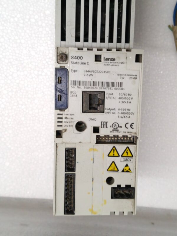 LENZE INVERTER #2 E84AVSCE2224SX0 8400 STATELINE C 2.2KW 50/60 HZ IP20 1848 13:22 - Image 3