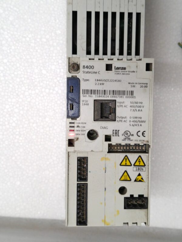 LENZE INVERTER #2 E84AVSCE2224SX0 8400 STATELINE C 2.2KW 50/60 HZ IP20 1848 13:22 - Image 4