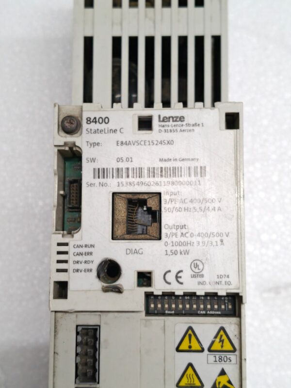 LENZE INVERTER-4 E84AVSCE1524SX0 8400 STATELINE C 1.5KW 50/60 HZ DIAG 16:16 - Image 4