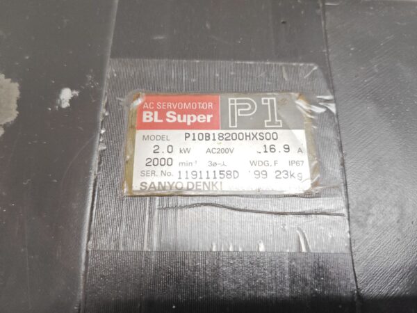 SANYO DENKI BL SUPER P16B18200HXS00 2.0KW AC200V 16.9A AC SERVO MOTOR IP67 17:03 - Image 5