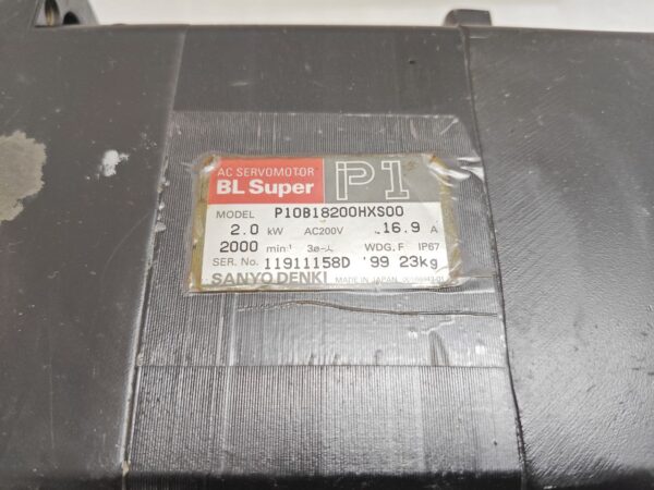 SANYO DENKI BL SUPER P16B18200HXS00 2.0KW AC200V 16.9A AC SERVO MOTOR IP67 17:03 - Image 6