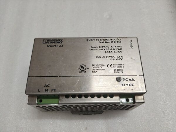 PHOENIX CONTACT QUINT-PS-230AC/24DC/2,5 POWER SUPPLY 2939153  QUINT PS 230AC / 24DC / 2.5A 16:56