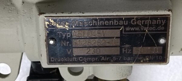 VATEC AELD45V SUCTION MACHINE 8128282 - 1E V 230 AIR 5-7 BAR 11:58 - Image 6