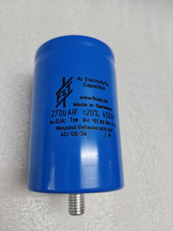 F & T AI ELECTROLYTIC CAPACITOR GERMANY 2700 UF 450V 6H IEC 60 384 4LL 12:26 - Image 6