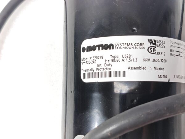 MOTION SYSTEMS CORP. 71620778 U62B1 LINEAR ACTUATOR MOTOR ONLY RPM 2600/3200 M2904 THERMALLY PROTECTED 18:30 - Image 5