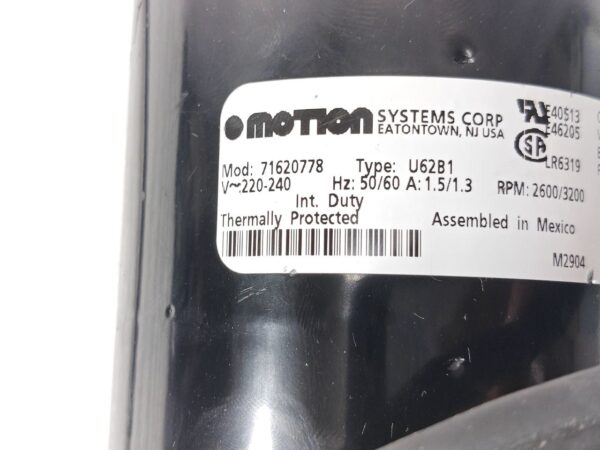 MOTION SYSTEMS CORP. 71620778 U62B1 LINEAR ACTUATOR MOTOR ONLY RPM 2600/3200 M2904 THERMALLY PROTECTED 18:30 - Image 6