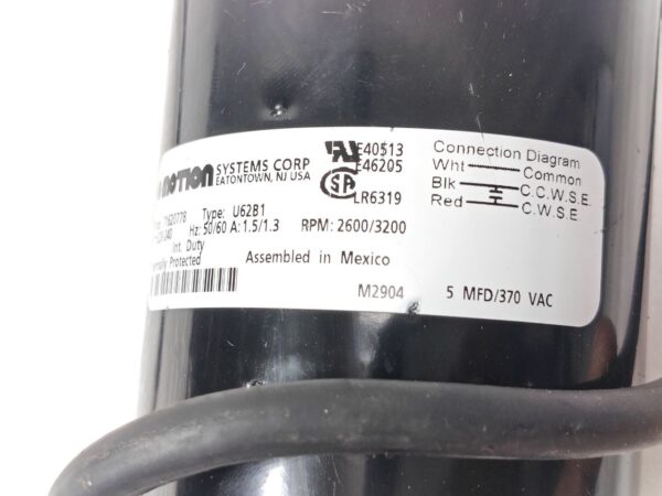 MOTION SYSTEMS CORP. 71620778 U62B1 LINEAR ACTUATOR MOTOR ONLY RPM 2600/3200 M2904 THERMALLY PROTECTED 18:30 - Image 7