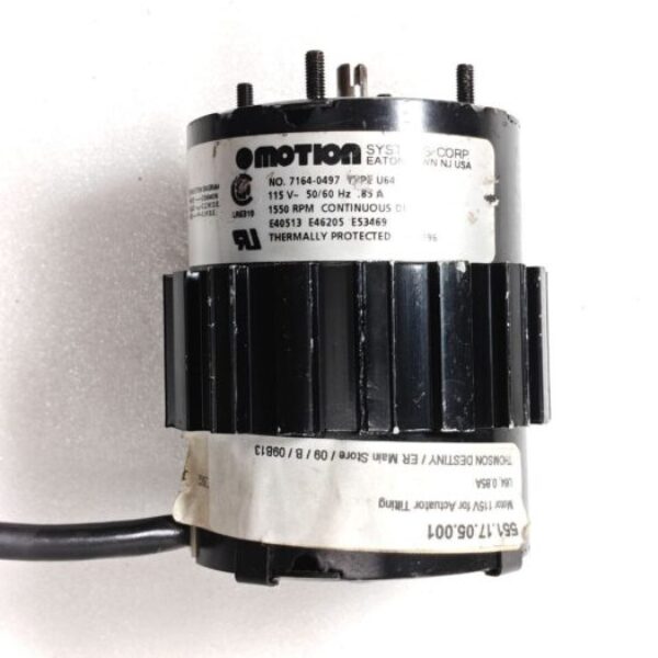 MOTION SYSTEMS CORP. 7164 0497 U64 LINEAR ACTUATOR MOTOR ONLY RPM 1550 C DUTY THERMALLY PROTECTED 10:55
