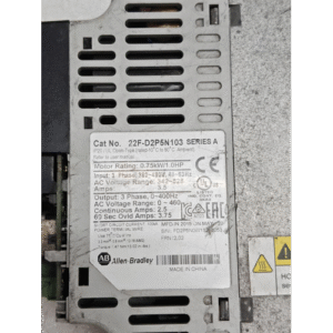 ALLEN BRADLEY CAT 22F D2P5N103 1.0HP SERIES A IP20UL 0.7KW 3.5AMPS 2