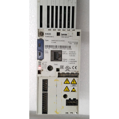 LENZE INVERTER #2 E84AVSCE2224SX0 8400 STATELINE C 2.2KW 5060 HZ IP20 1848 (3)