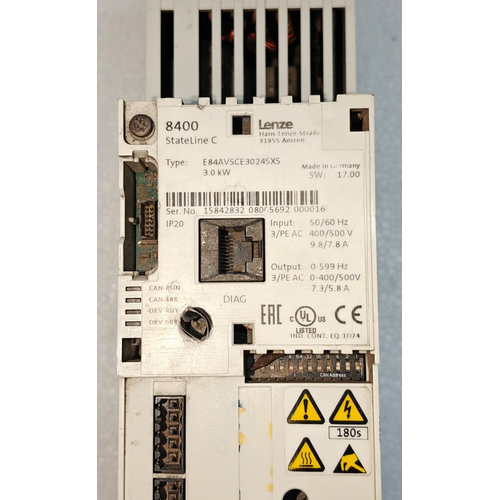 LENZE INVERTER #5 E84AVSCE3024SXS 8400 STATELINE C 3.0KW 5060 HZ DIAG (7)