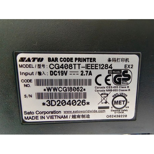 SATO BAR CODE PRINTER CG408TT IEEE1284 Label Thermal Printer 19VDC Free Shipping (8)