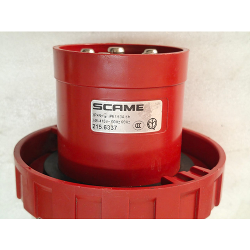 SCAME INDUSTRIAL SOCKET PLUG COD. 215.6337 63A 3P+N+E 6h 346-415V 60Hz 50Hz SCREW TERMINALS (6)