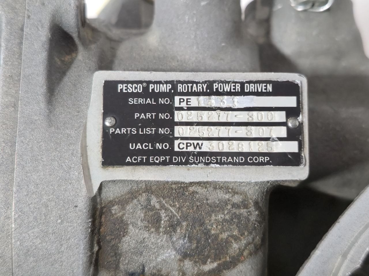 SUNDSTRAND PESCO PUMP ROTARY POWER DRIVEN 025277-300 ACFT EQPT PE-1431 (3)