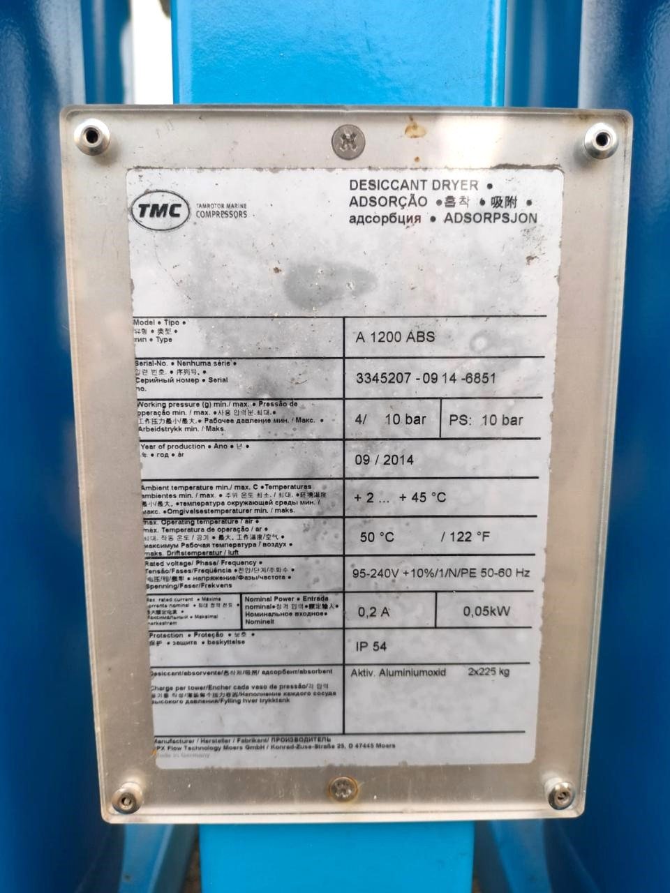 TMC DESICCANT DRYER SR NO. 3287682 HULL 71-3078 INSTRUMENT AIR DRYER 734V001 (10)
