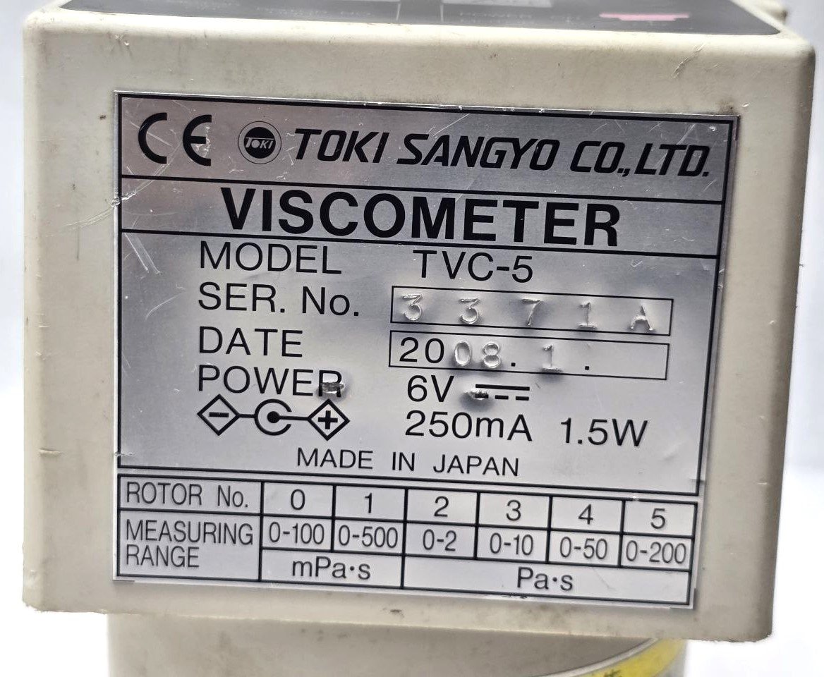 TOKI SANGYO CO LTD TVC-5 HANDY TYPE SIMPLE VISCOMETER SR NO.3371A 1 (2)