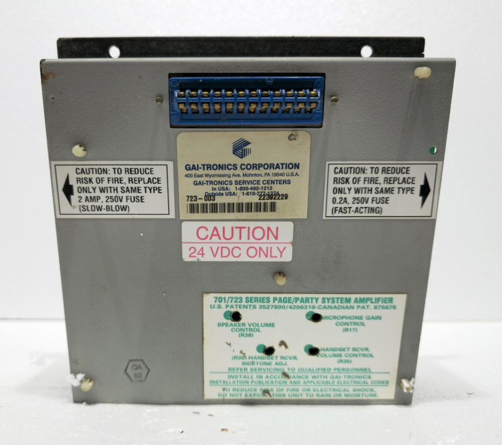 GAI TRONICS CORPORATION 723-003 REMOTE HANDSET SPEAKER AMPLIFIER 24VDC 22392229 (11)