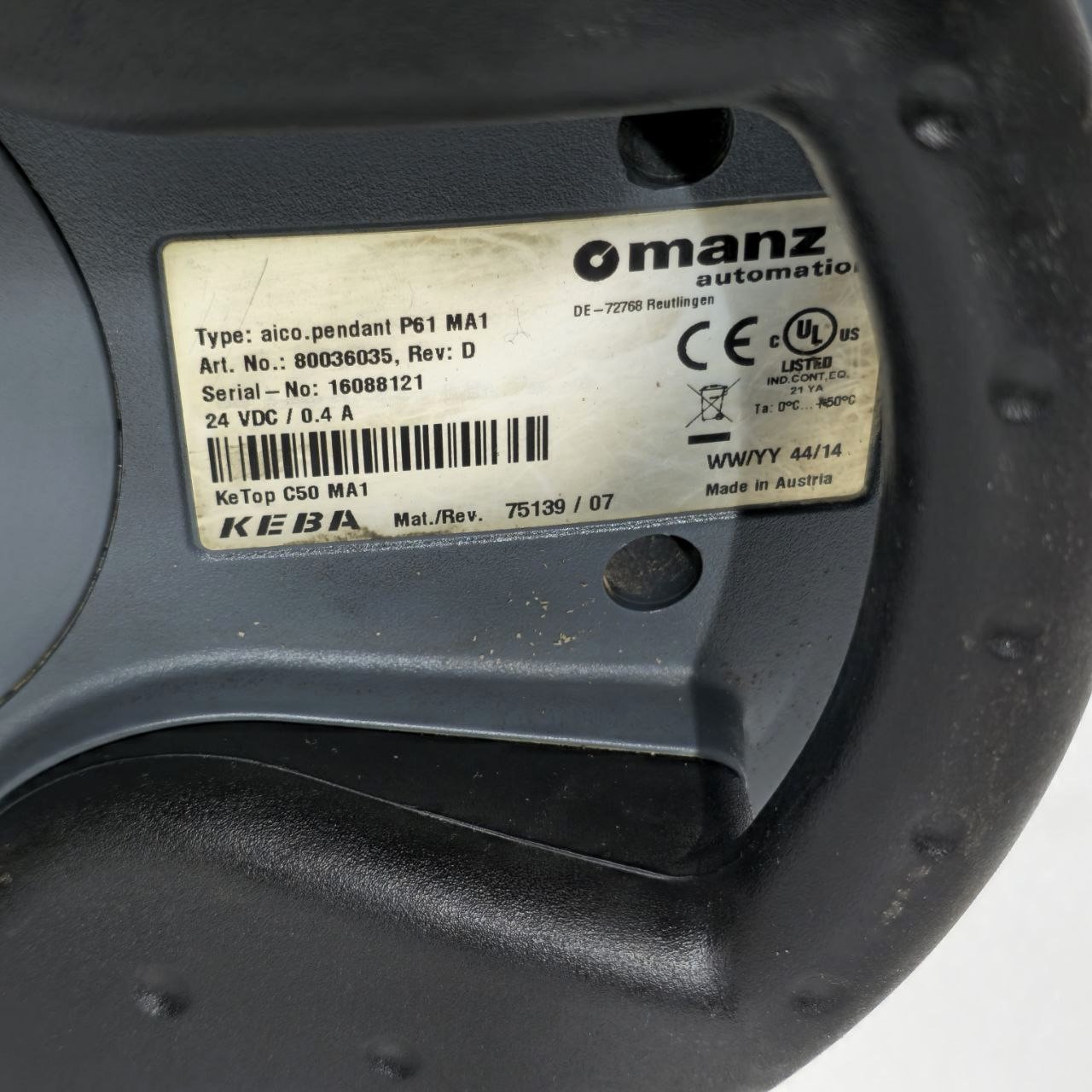 KEBA MANZ AUTOMATION AICO.PENDANT P61 MA1 TEACH PENDANT 80036035 REV D (8)