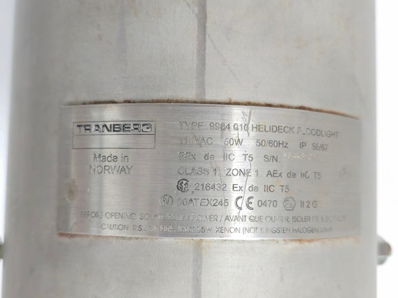 TRANBERG 9964-010 HELIDECK FLOOD LIGHT 110VAC 50W 5060HZ IP 6667 58448-07 #2 (6)
