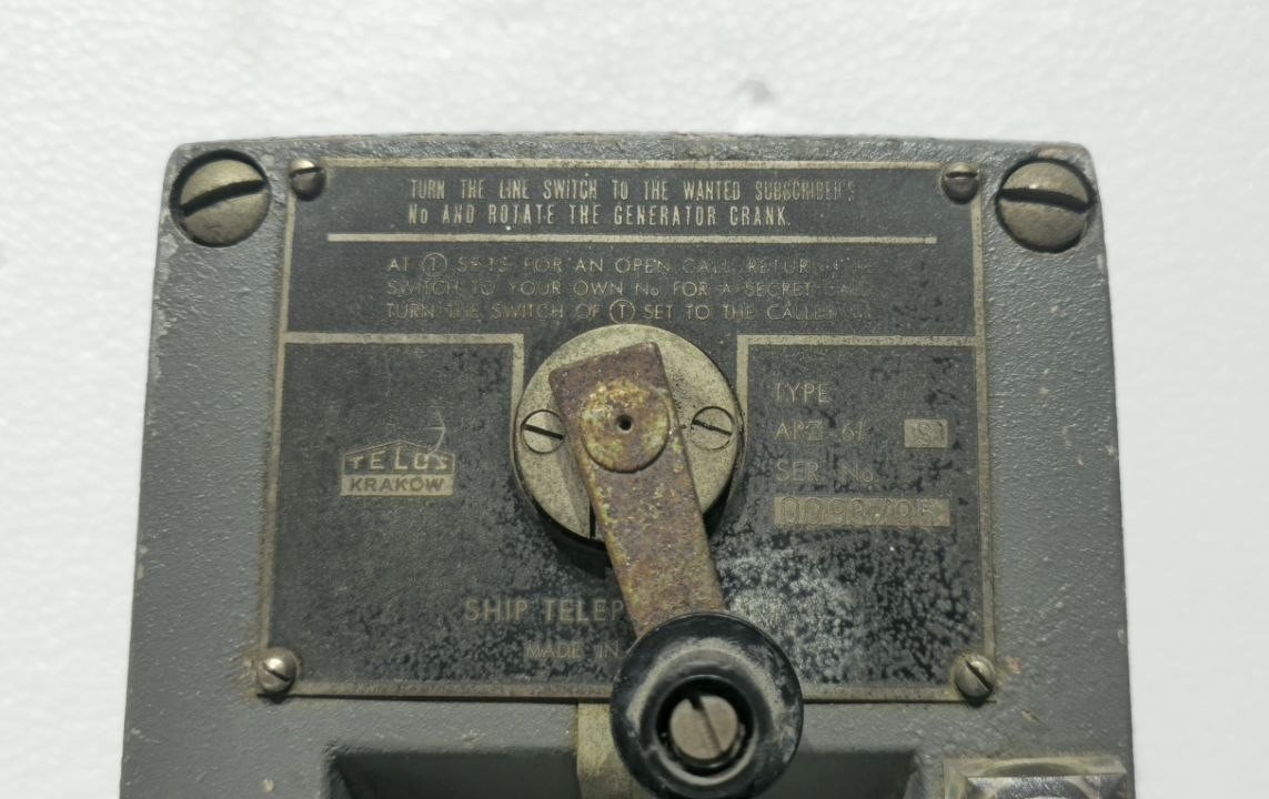 APARAT TELOS KRAKOW APZ 6 S TELEPHONE MARINE ANTIQUE ORIGINAL #4 (5)