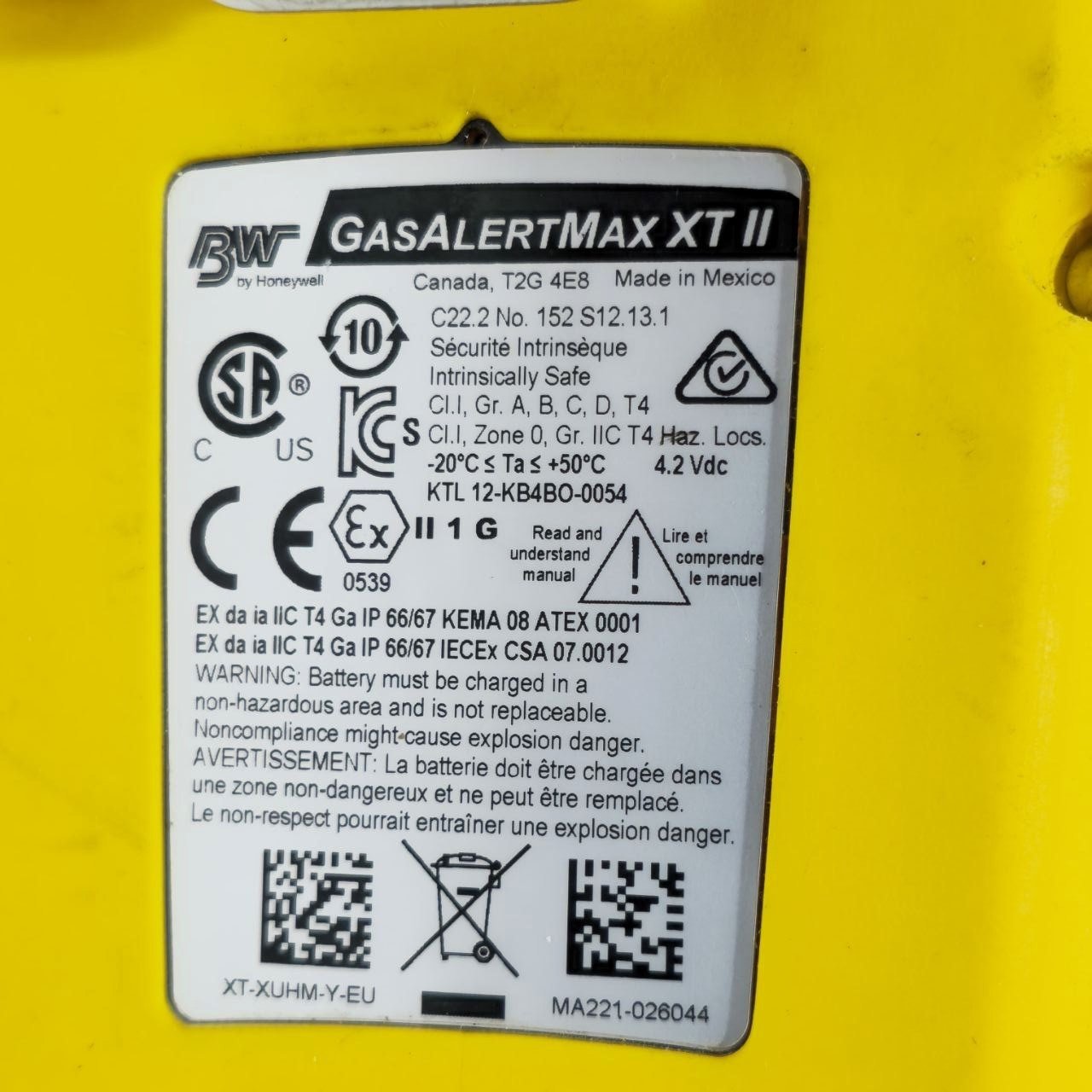 HONEYWELL BW GASALERT MAX XT II GAS MONITOR DETECTOR O2 FAIL OR ERROR SHOWN (7)