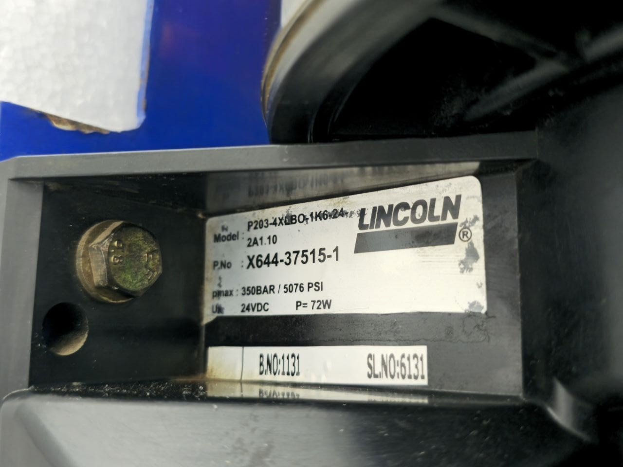 LINCOLN INDUSTRIAL P203-4XLBO-1K6-24-2A1.10 LUBRICATOR GREASE PUMP X644-37515-1 (2)