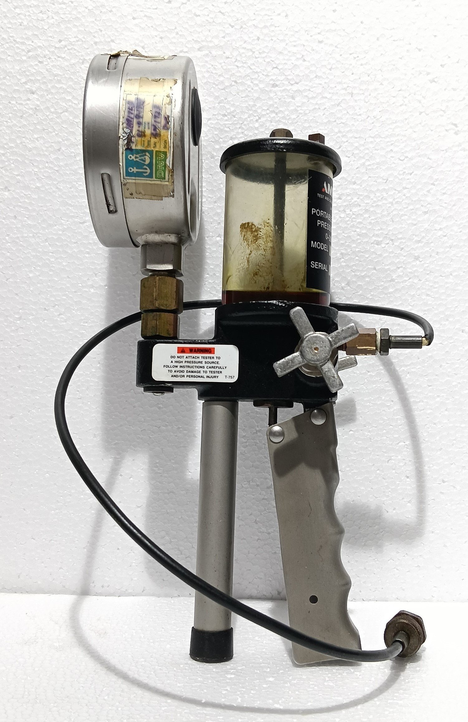 AMETEK T-620 699 PORTABLE HYDRAULIC HAND PUMP PRESSURE TESTER 0-3000 PSI (6)