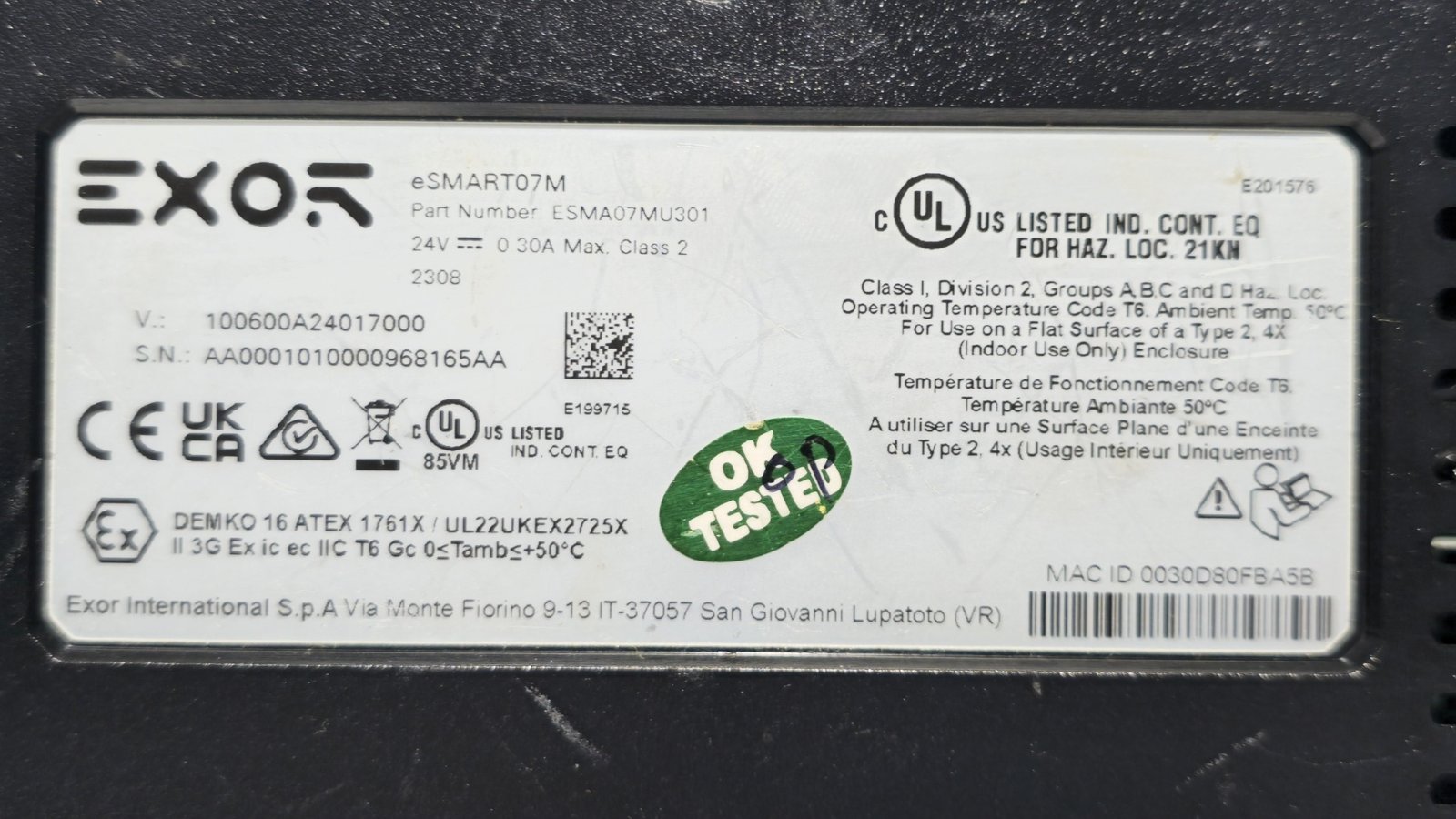 EXOR ESMA07MU301 7 HMI TOUCHSCREEN INDUSTRIAL PANEL ESMART07M 968165AA (5)