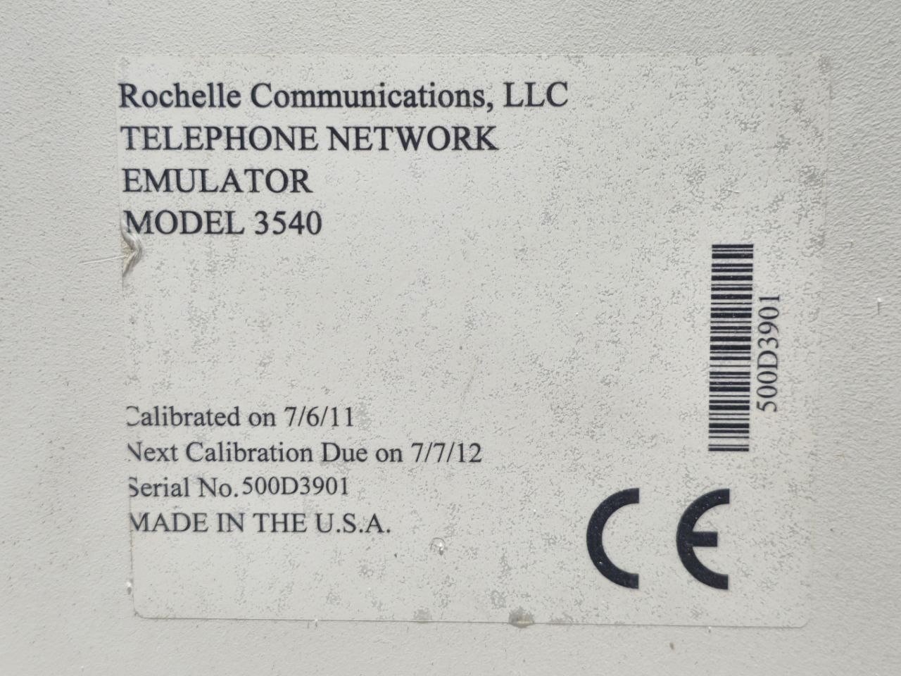 ROCHELLE 3540 2-CHANNEL TELEPHONE NETWORK EMULATOR 500D3901 100-240 VAC (3)
