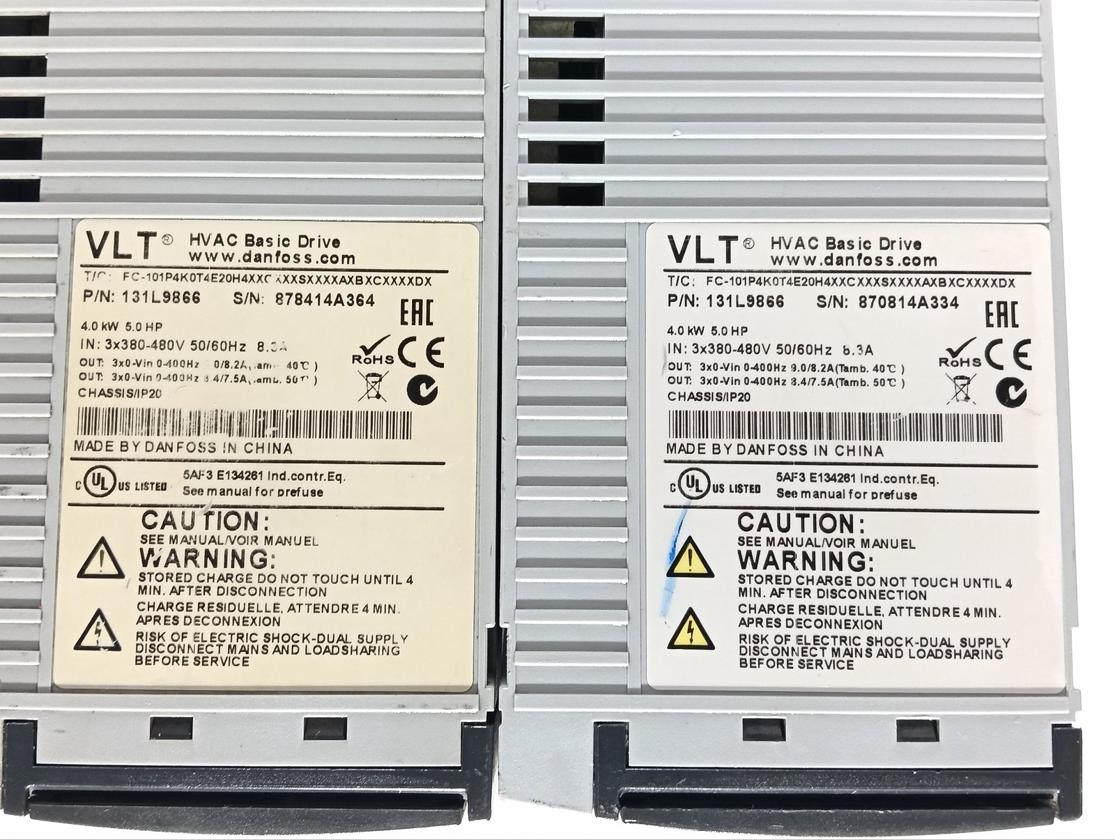 DANFOSS VLT HVAC BASIC DRIVE FC-101P4K0T VARIABLE FREQUENCY DRIVE 131L9866 878414A364 (7)