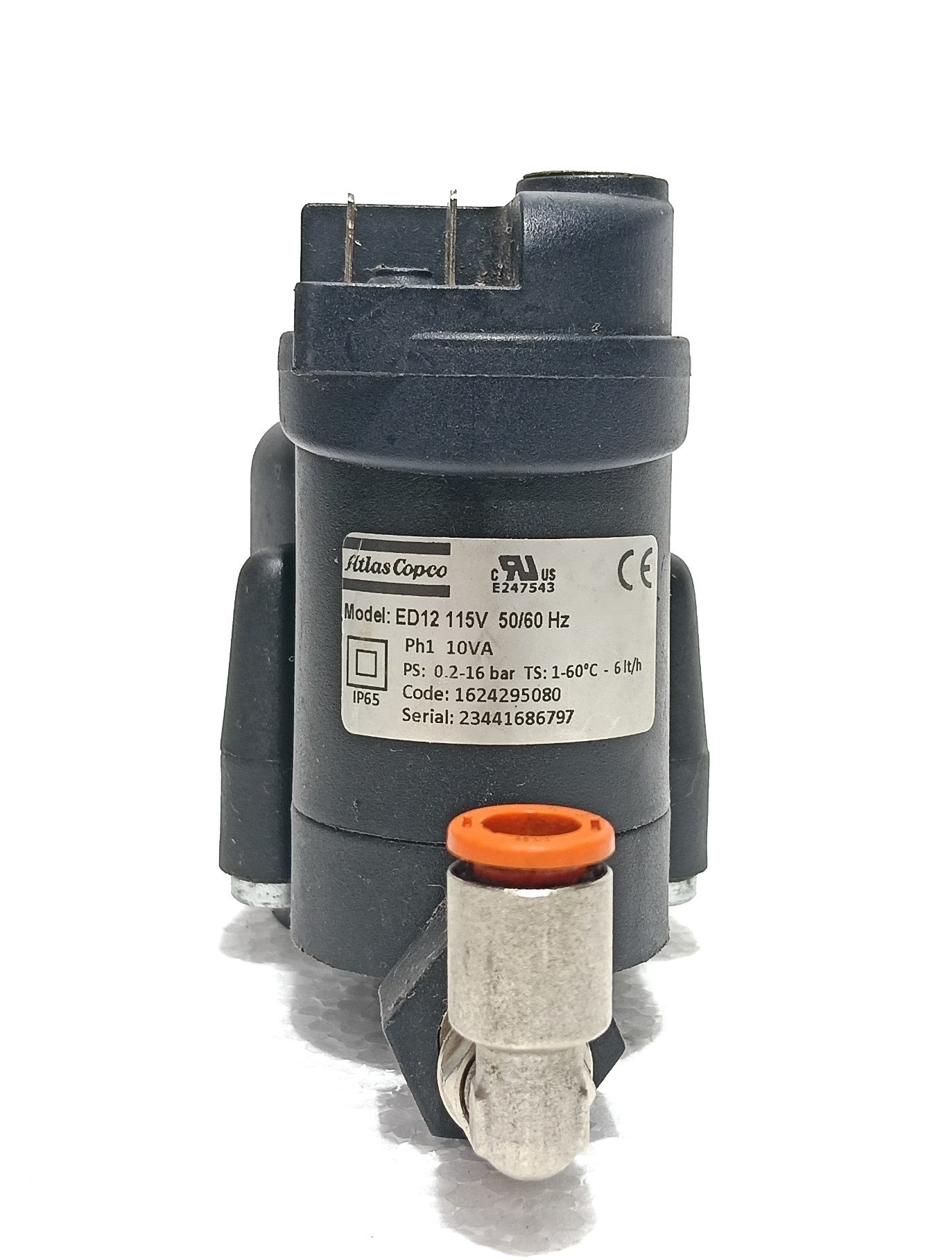 LDI ELECTRONIC DRAIN VALVE ED12 115V 5060HZ 0.2 - 16 BAR ATLAS COPCO 23441686797 (5)