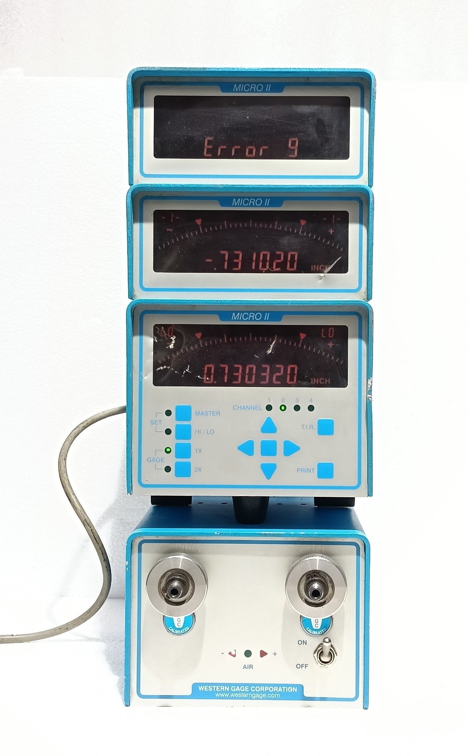 WESTERN GAGE WGC MICRO II AIR GAGE READOUT AEQ-41-32N-60 #2128 220V (3)