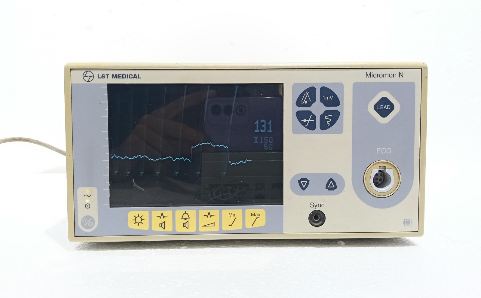 L&T MEDICAL MICROMON N ECG MACHINE WITH 3 LEAD CABLES 3-84-390-0052-23 M-84-N 155 (3)